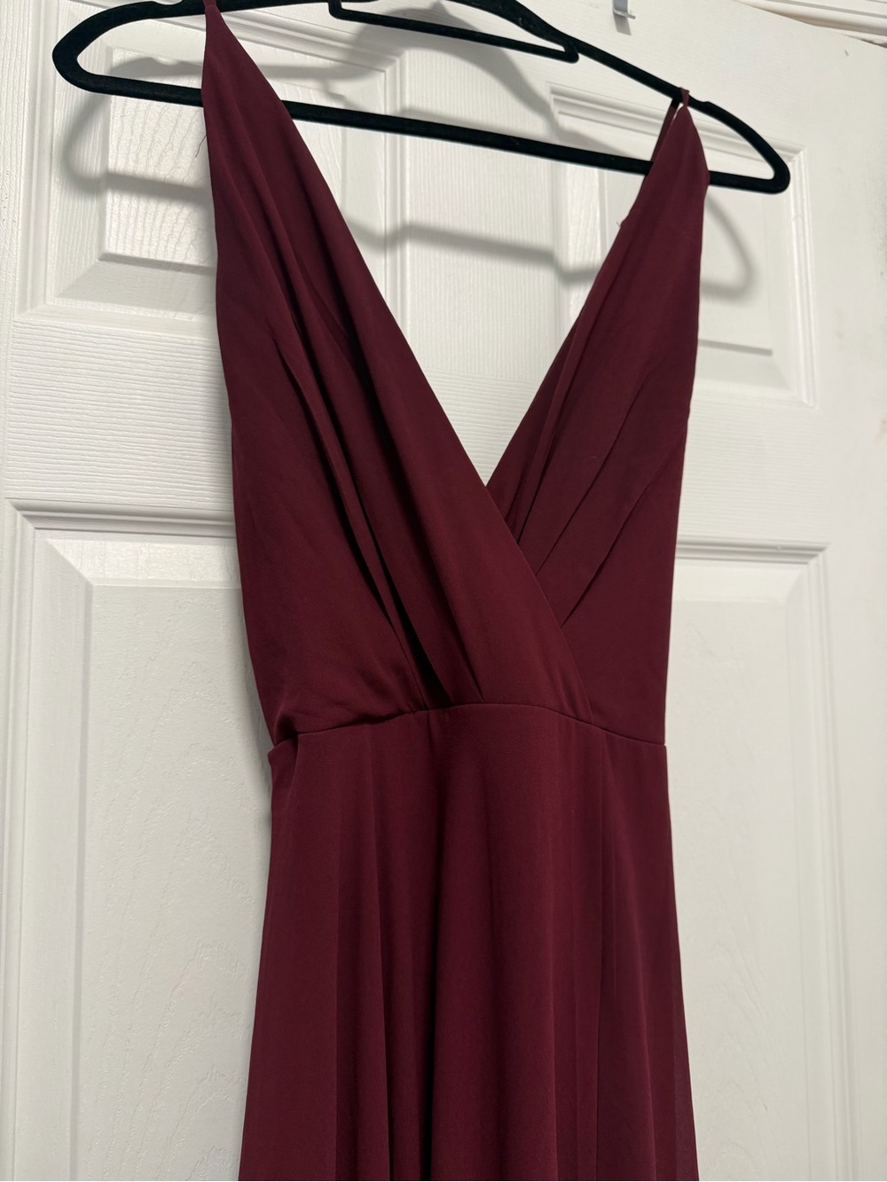 Soieblu Deep V-Neck Burgundy Formal Dress